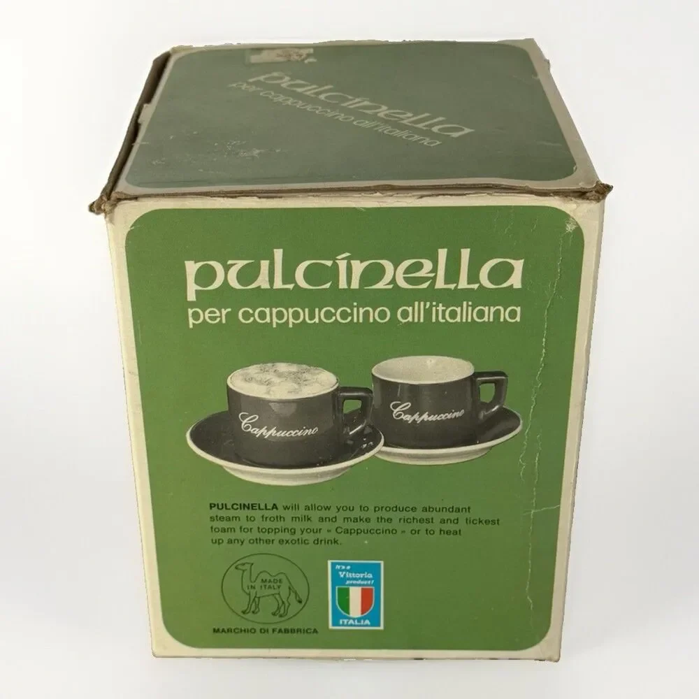 Vintage Vesubio Pulcinella Stovetop Milk Frother Steamer Made In Italy Orig Box